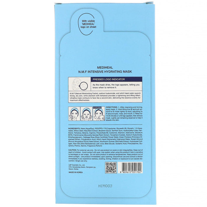 Mediheal, N.M.F Intensive Hydrating Beauty Mask, 5 Sheets, 0.91 fl oz (27 ml) Each - HealthCentralUSA