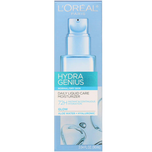 L'Oreal, Hydra Genius, Glow Daily Liquid Care Moisturizer, Normal/Dry Skin, 3.04 fl oz (90 ml) - HealthCentralUSA
