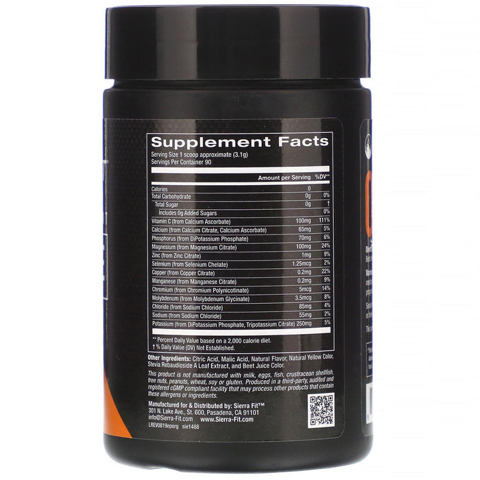 Sierra Fit, Electrolyte Powder, 0 Calories, Orange, 9.84 oz (279 g) - HealthCentralUSA