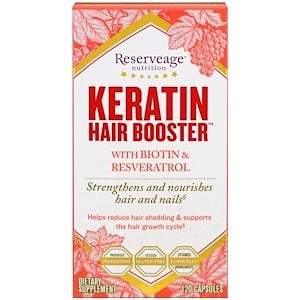 ReserveAge Nutrition, Keratin Hair Booster with Biotin & Resveratrol, 120 Capsules - HealthCentralUSA