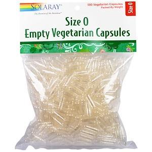 Solaray, Empty Vegetarian Capsules, Size 0, 500 Vegetarian Capsules - HealthCentralUSA