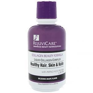 Rejuvicare, Collagen Beauty Formula, Liquid Collagen Complex, Healthy Hair, Skin & Nails, Grape, 16 fl oz (480 ml) - HealthCentralUSA