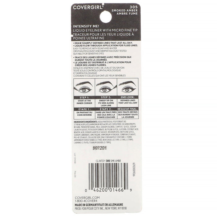 Covergirl, Intensify Me! Liquid Eyeliner, 305 Smoked Amber, .03 oz (1 ml) - HealthCentralUSA