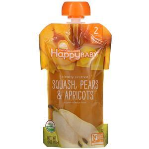 Happy Family Organics, Happy Baby, Organic Baby Food, Stage 2, 6 + Months, Squash, Pears & Apricots, 4 oz (113 g) - HealthCentralUSA
