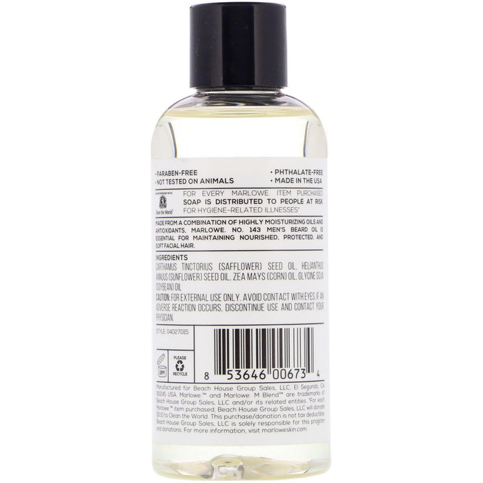 Marlowe, Men's Beard Oil, No. 143, 3 fl oz (88.7 ml) - HealthCentralUSA