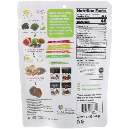 Nature's Wild Organic, All Natural, Snacking Fruit & Nut Bites, Fit Balls, Figs + Walnuts + Chia Seeds, 5.1 oz (144 g) - HealthCentralUSA