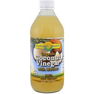 Dynamic Health Laboratories, Organic Coconut Vinegar with Mother, 100% Raw Vinegar, 16 fl oz (473 ml) - HealthCentralUSA