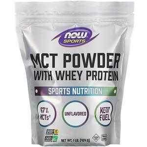 Now Foods, Sports, MCT Powder with Whey Protein, Unflavored, 1 lb (454 g) - HealthCentralUSA