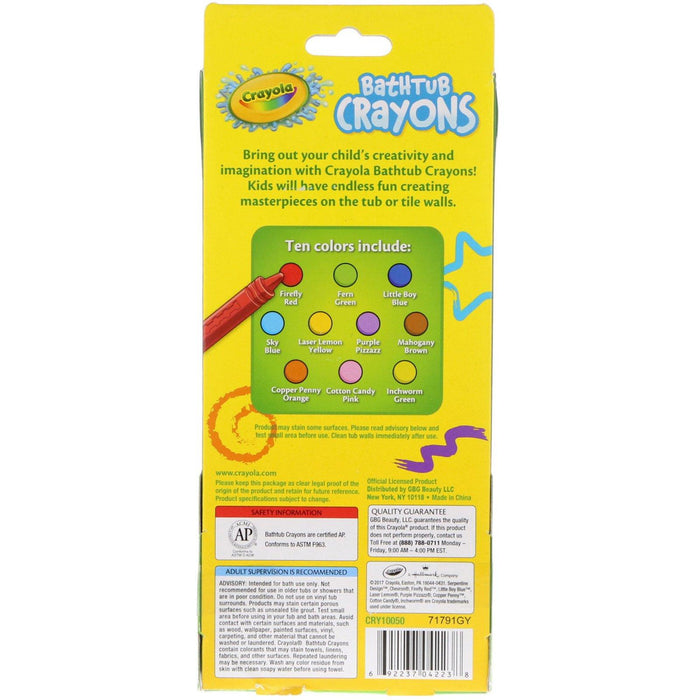 Crayola, Crayola, Bathtub Crayons, 3 & Up, 9 Crayons, + 1 Bonus Crayon - HealthCentralUSA