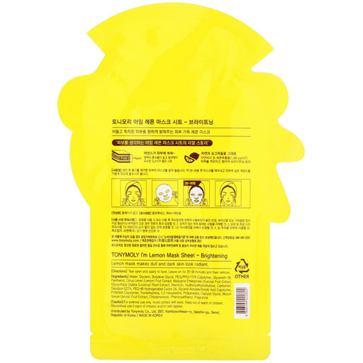 Tony Moly, I'm Lemon, Brightening Beauty Mask Sheet, 1 Sheet, 0.74 oz (21 g) - HealthCentralUSA