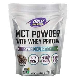 Now Foods, Sports, MCT Powder with Whey Protein, Chocolate Mocha, 1 lb (454 g) - HealthCentralUSA