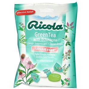 Ricola, Green Tea with Echinacea, Sugar Free, 19 Drops - HealthCentralUSA