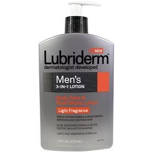 Lubriderm, Men's 3-In-1 Lotion, Body, Face & Post-Shave Lotion, 16 fl oz (473 ml) - HealthCentralUSA