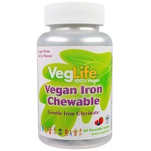 VegLife, Vegan Iron Chewable, Berry Flavor, 60 Chewable Tablets - HealthCentralUSA