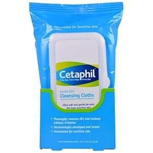 Cetaphil, Gentle Skin Cleansing Cloths, 25 Pre-Moistened Cloths, 5.0 x 7.9 (12 x 20 cm) - HealthCentralUSA