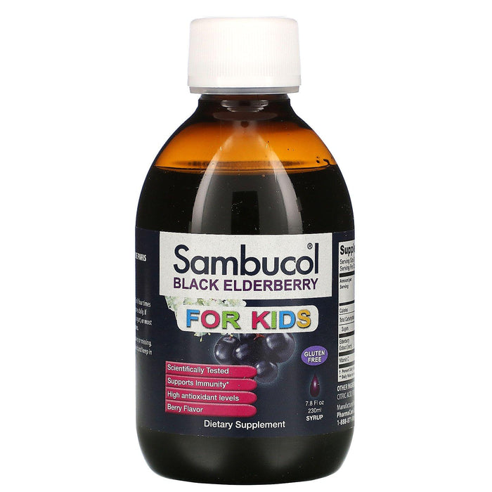 Sambucol, Black Elderberry Syrup, For Kids, Berry Flavor, 7.8 fl oz (230 ml) - HealthCentralUSA