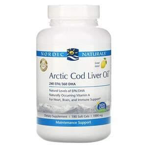 Nordic Naturals, Arctic Cod Liver Oil, Lemon, 1,000 mg, 180 Softgels - HealthCentralUSA