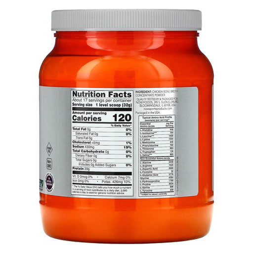 Now Foods, Sports, Chicken Bone Broth Protein Powder, 1.2 lbs (544 g) - HealthCentralUSA