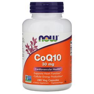 Now Foods, CoQ10, 30 mg, 240 Veg Capsules - HealthCentralUSA