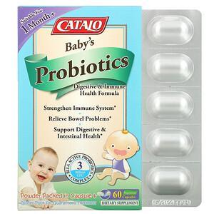 Catalo Naturals, Baby's Probiotics, Digestive & Immune Health Formula, 1 Month+, 3 Billion CFU, 60 Vegetarian Capsules - HealthCentralUSA