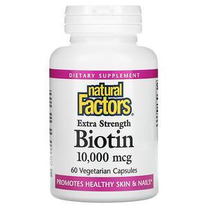 Natural Factors, Extra Strength Biotin, 10,000 mcg, 60 Vegetarian Capsules - HealthCentralUSA