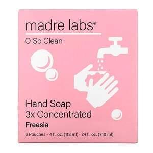 Madre Labs, Hand Soap, 3x Concentrate, Freesia, 6 Pouches, 4 fl oz (118 ml) Each - HealthCentralUSA