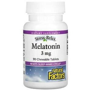 Natural Factors, Stress-Relax, Melatonin, 3 mg, 90 Chewable Tablets - HealthCentralUSA