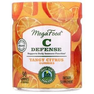 MegaFood, C Defense, Tangy Citrus Gummies, 90 Gummies - HealthCentralUSA