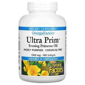 Natural Factors, OmegaFactors, Ultra Prim, Evening Primrose Oil, 1000 mg, 180 Softgels - HealthCentralUSA
