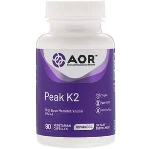 Advanced Orthomolecular Research AOR, Peak K2, 90 Vegetarian Capsules - HealthCentralUSA