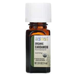Aura Cacia, Pure Essential Oil, Organic Cardamom, .25 fl oz (7.4 ml) - HealthCentralUSA