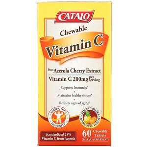 Catalo Naturals, Chewable Vitamin C, Orange Pineapple, 200 mg, 60 Chewable Tablets - HealthCentralUSA