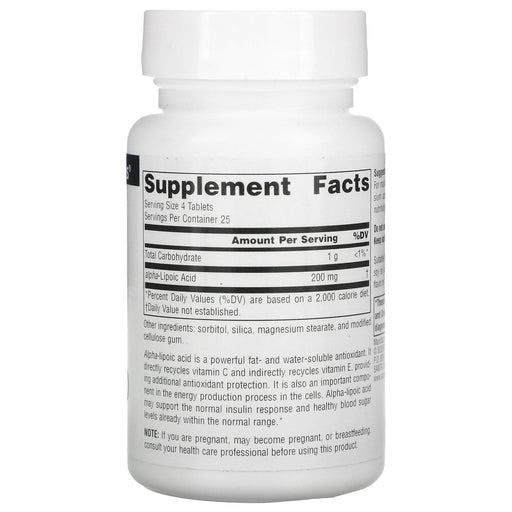 Source Naturals, Alpha Lipoic Acid, 50 mg, 100 Tablets - HealthCentralUSA