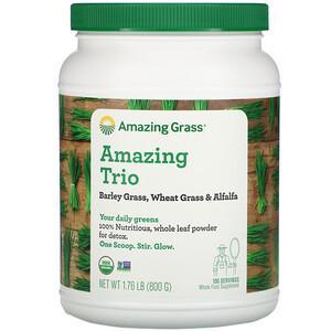 Amazing Grass, Amazing Trio, Barley Grass & Wheat Grass & Alfalfa, 28.2 oz (800 g) - HealthCentralUSA
