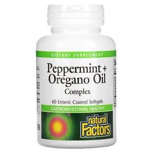 Natural Factors, Peppermint + Oregano Oil Complex, 60 Enteric Coated Softgels - HealthCentralUSA