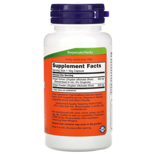 Now Foods, Ginger Root Extract, 250 mg, 90 Veg Capsules - HealthCentralUSA