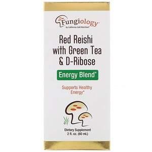 California Gold Nutrition, Fungiology, Red Reishi with Green Tea & Ribose, Energy Blend, 2 fl oz (60 ml) - HealthCentralUSA