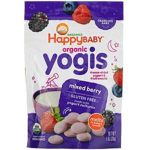 Happy Family Organics, Organic Yogis, Freeze Dried Yogurt & Fruit Snacks, Mixed Berry, 1 oz (28 g) - HealthCentralUSA