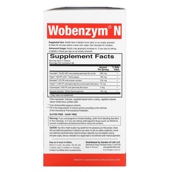 Wobenzym N, Joint Health, 200 Enteric-Coated Tablets