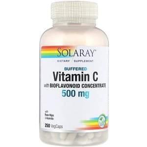 Solaray, Buffered Vitamin C with Bioflavonoid Concentrate, 500 mg, 250 VegCaps - HealthCentralUSA