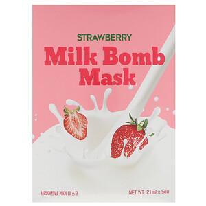 G9skin, Strawberry Milk Bomb Beauty Mask, 5 Sheets, 21 ml Each - HealthCentralUSA