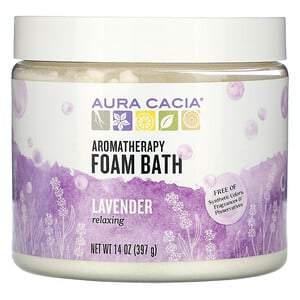 Aura Cacia, Aromatherapy Foam Bath, Relaxing Lavender, 14 oz (397 g) - HealthCentralUSA