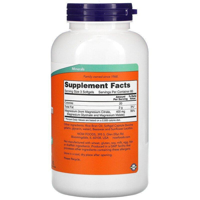 Now Foods, Magnesium Citrate, 180 Softgels - HealthCentralUSA