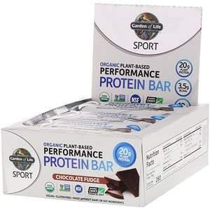Garden of Life, Sport, Organic Plant-Based Performance Protein Bar, Chocolate Fudge, 12 Bars, 2.7 oz (75 g) Each - HealthCentralUSA