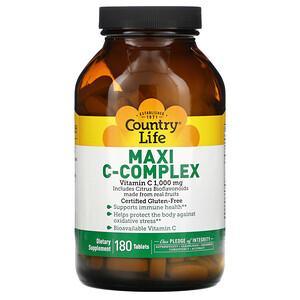 Country Life, Maxi C-Complex, 1,000 mg, 180 Tablets - HealthCentralUSA