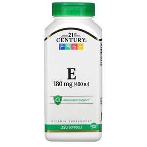 21st Century, Vitamin E, 180 mg (400 IU), 250 Softgels - HealthCentralUSA