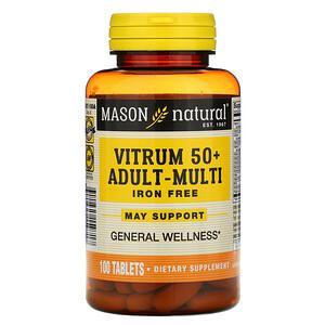 Mason Natural, Vitrum 50+ Adult-Multi, Iron Free, 100 Tablets - HealthCentralUSA