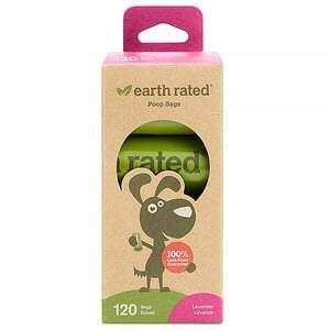 Earth Rated, Dog Waste Bags, Lavender Scented, 120 Bags, 8 Refill Rolls - HealthCentralUSA