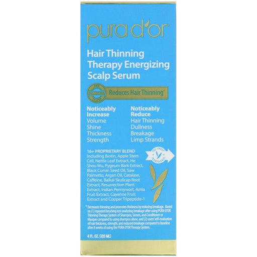 Pura D'or, Hair Thinning Therapy Energizing Scalp Serum, 4 fl oz (120 ml) - HealthCentralUSA