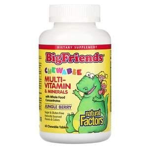 Natural Factors, Big Friends, Chewable Multi-Vitamin & Minerals, Jungle Berry, 60 Chewable Tablets - HealthCentralUSA